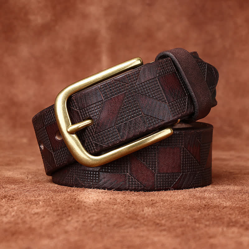 Men's Laser Engraving Diamond Pattern Leather Belt - Image 6