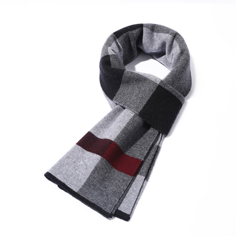 Men's Leisure Business Plaid Pure Wool Scarf - Image 10