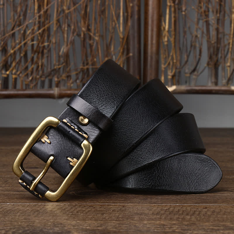 Men's Leisure Heavy Copper Buckle Leather Belt - Image 7