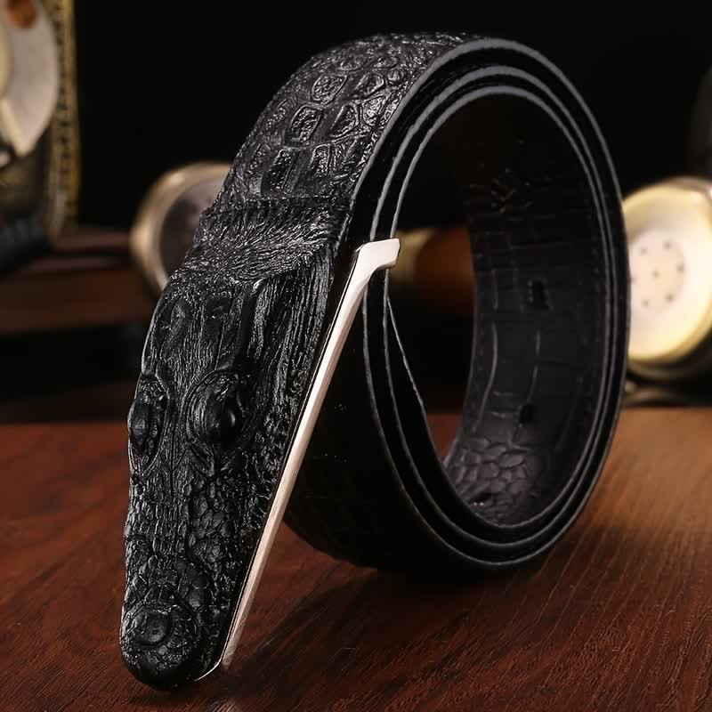 Men's Lifelike Crocodile Head Buckle Leather Belt - Image 8