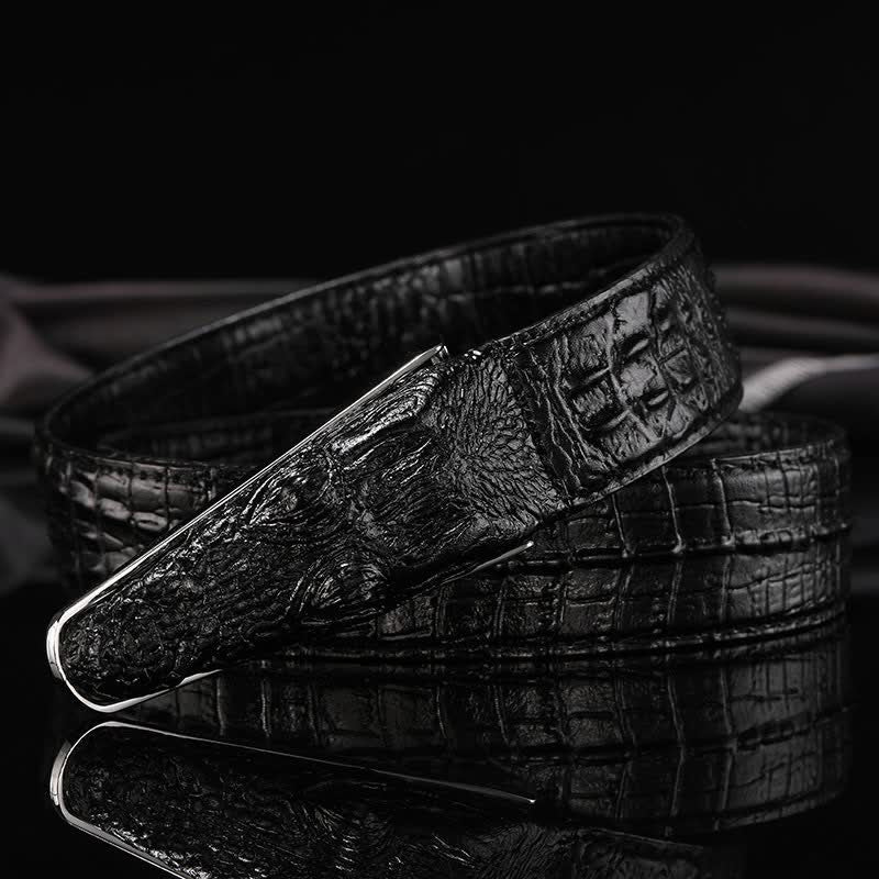 Men's Lifelike Crocodile Head Buckle Leather Belt - Image 9