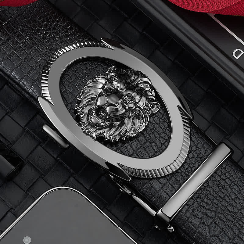 Men's Lion Business Hollow Automatic Buckle Leather Belt - Image 2