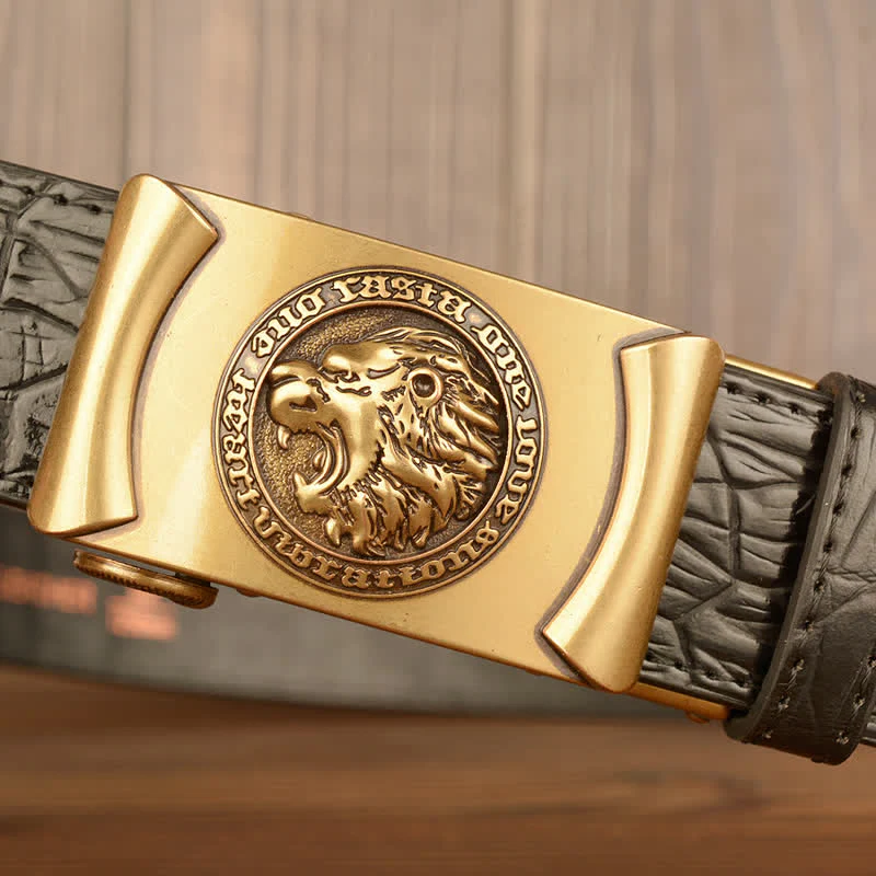 Men's Lion Head Alligator Pattern Leather Belt - Image 11