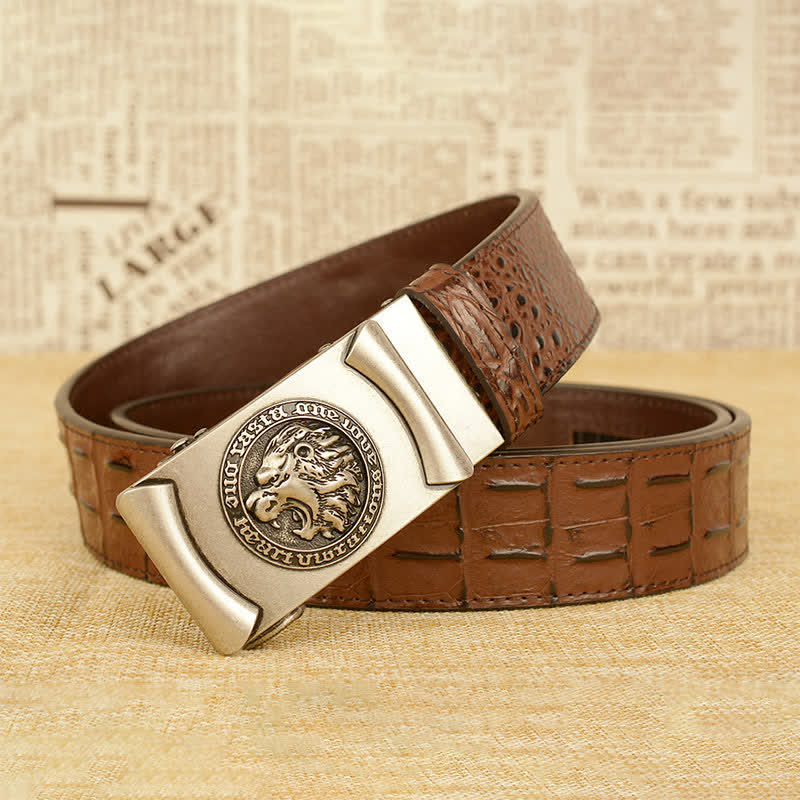 Men's Lion Head Alligator Pattern Leather Belt - Image 21