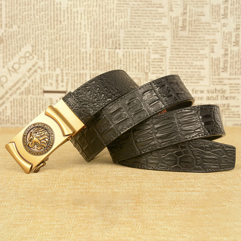 Men's Lion Head Alligator Pattern Leather Belt - Image 6