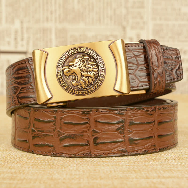 Men's Lion Head Alligator Pattern Leather Belt - Image 8