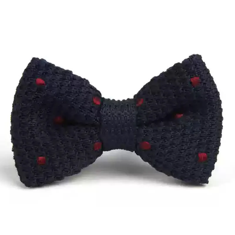 Men's Lively Polka Dotted Knitted Bow Tie - Image 4