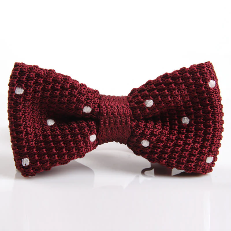 Men's Lively Polka Dotted Knitted Bow Tie - Image 8