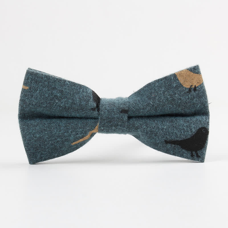 Men's Lovely Birds Feather Printed Cotton Bow Tie - Image 11