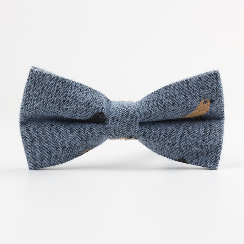 Men's Lovely Birds Feather Printed Cotton Bow Tie - Image 12