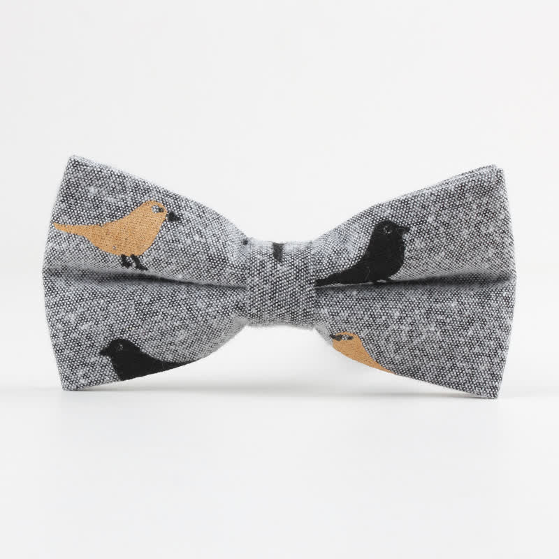 Men's Lovely Birds Feather Printed Cotton Bow Tie - Image 13