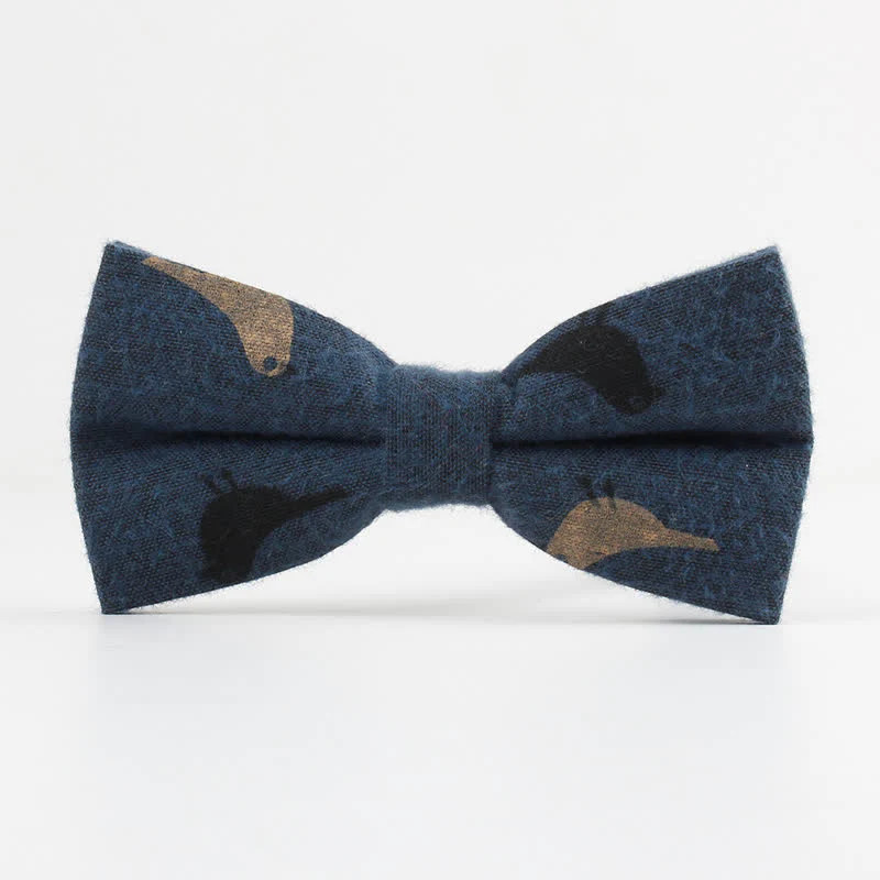 Men's Lovely Birds Feather Printed Cotton Bow Tie - Image 5