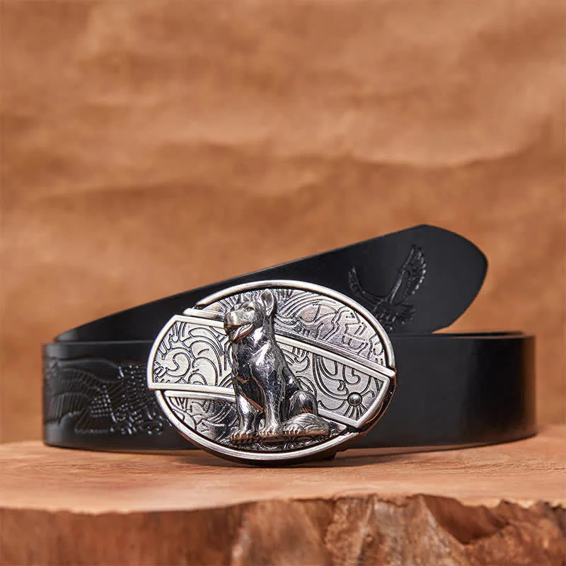 Men's DIY Loyal Dog Hidden Folding Knife Leather Belt - Image 5