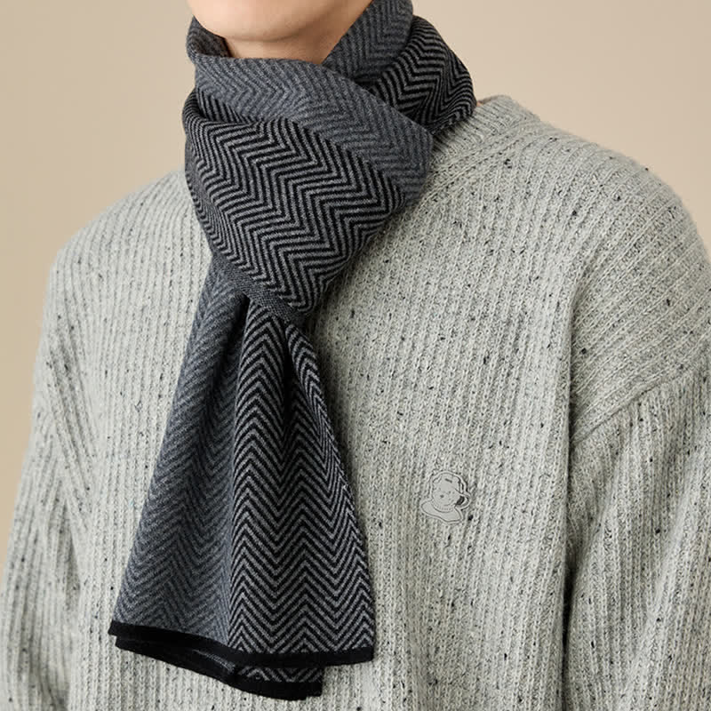 Men's Luxurious Herringbone Cozy Soft Wool Scarf - Image 11
