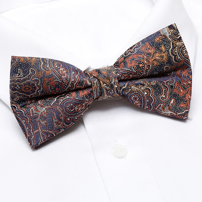 Men's Luxurious Orange Gradient Paisley Bow Tie - Image 2