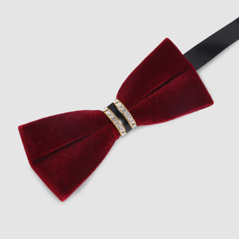 Men's Luxury Crystal Velvet Plain Bow Tie - Image 4