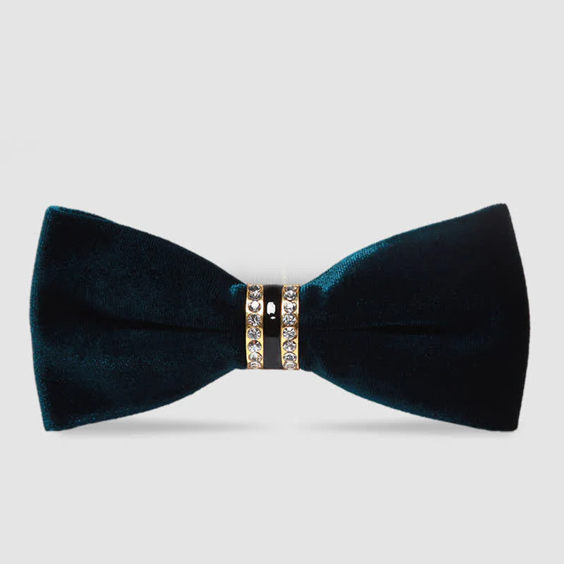 Men's Luxury Crystal Velvet Plain Bow Tie - Image 7