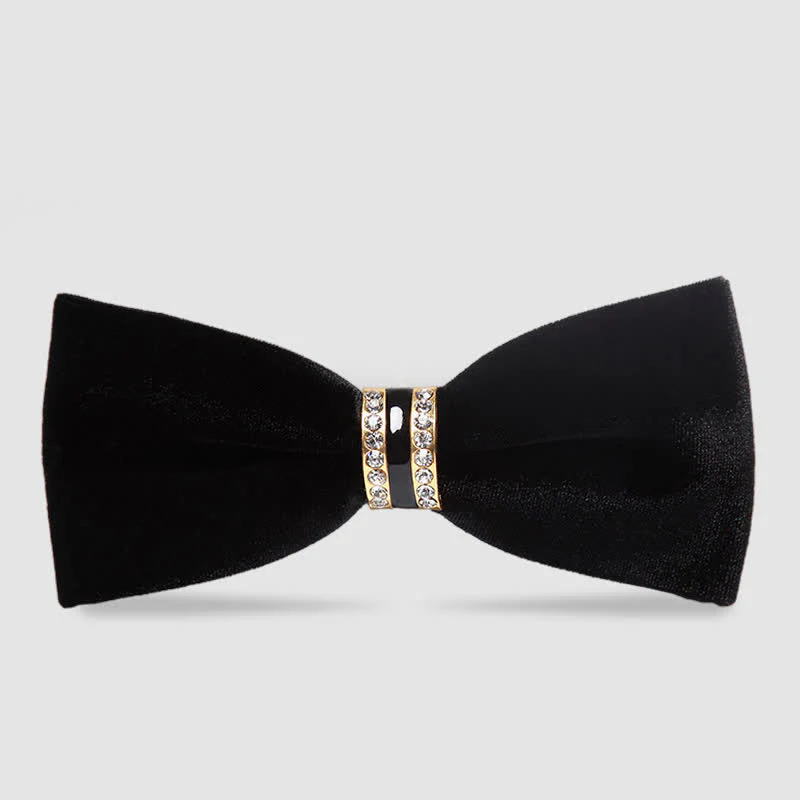 Men's Luxury Crystal Velvet Plain Bow Tie - Image 9