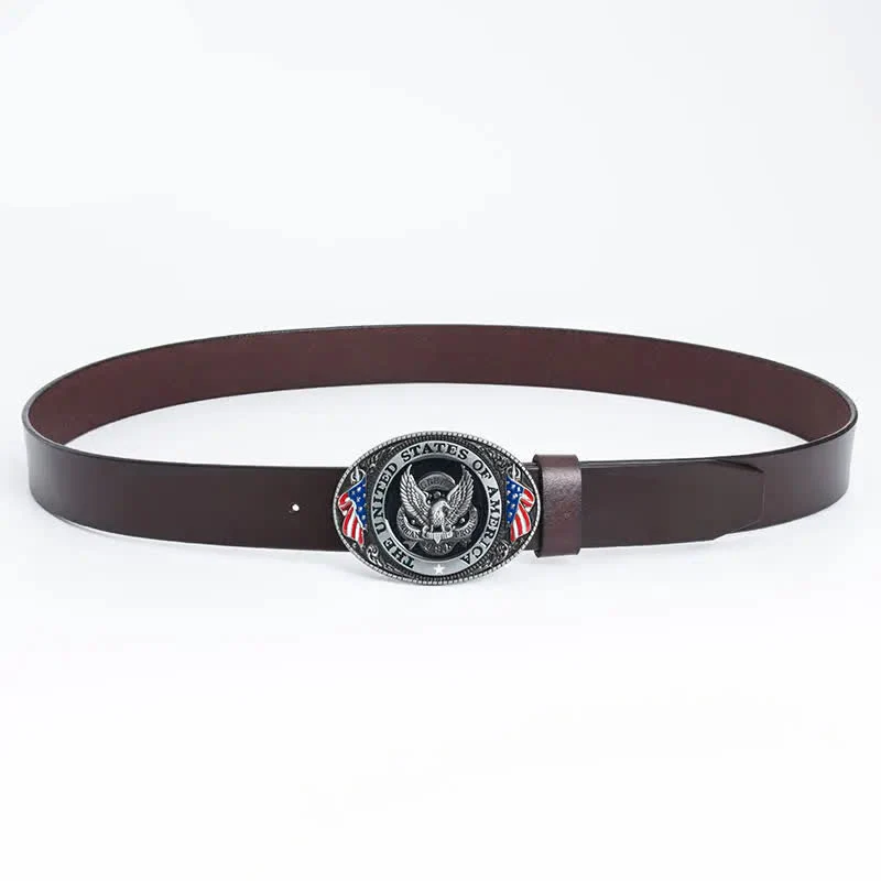 Men's Luxury Eagle American Flag Leather Belt - Image 4