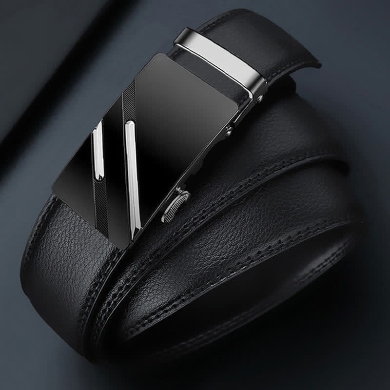 Men's Luxury Embossed Automatic Buckle Leather Belt - Image 5