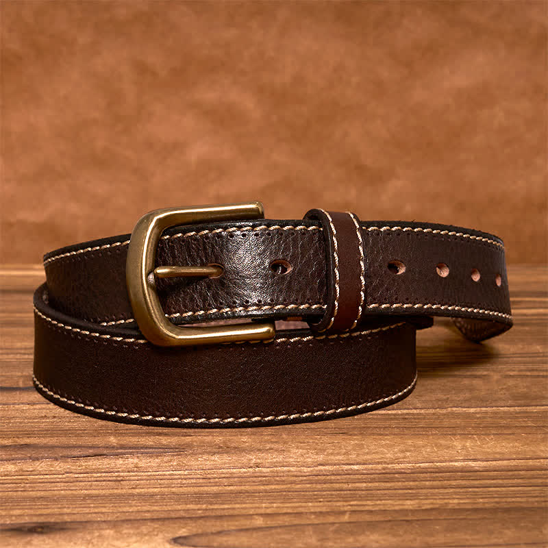 Men's Luxury Stitched Cowhide Leather Belt - Image 12