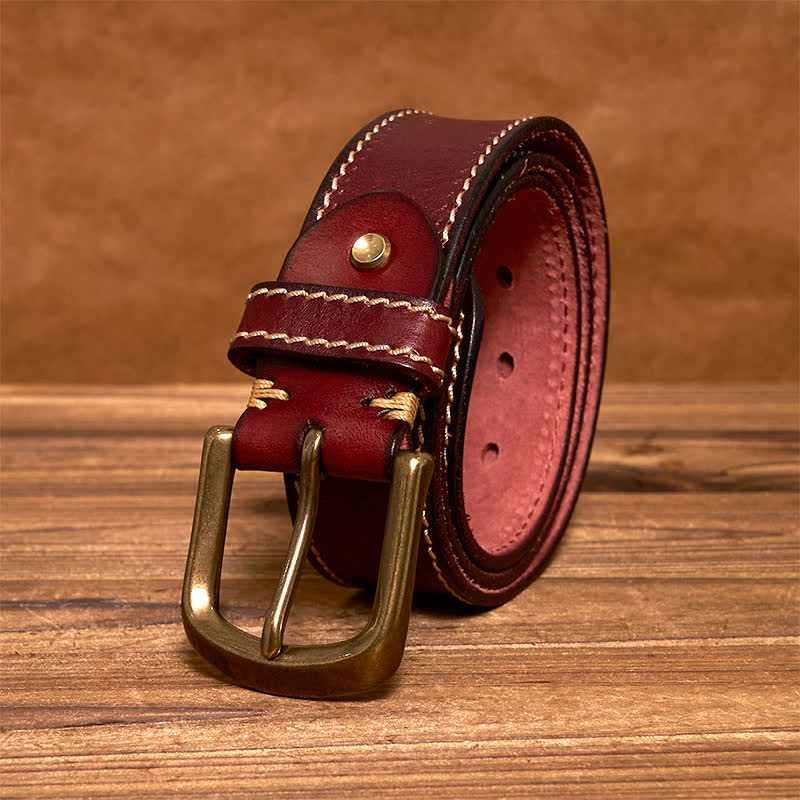 Men's Luxury Stitched Cowhide Leather Belt - Image 16