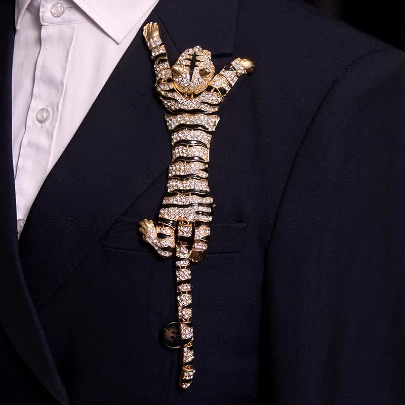Men's Majestic Tiger Large Luxury Sparkling Rhinestone Brooch - Image 16