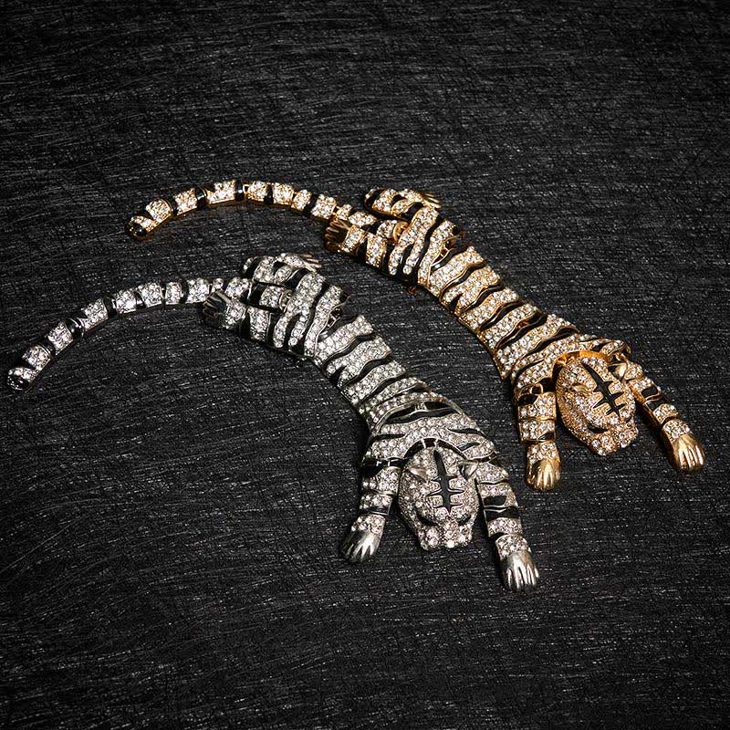 Men's Majestic Tiger Large Luxury Sparkling Rhinestone Brooch - Image 8