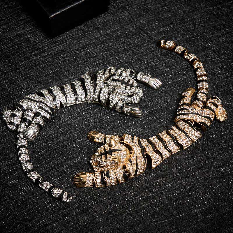 Men's Majestic Tiger Large Luxury Sparkling Rhinestone Brooch - Image 9