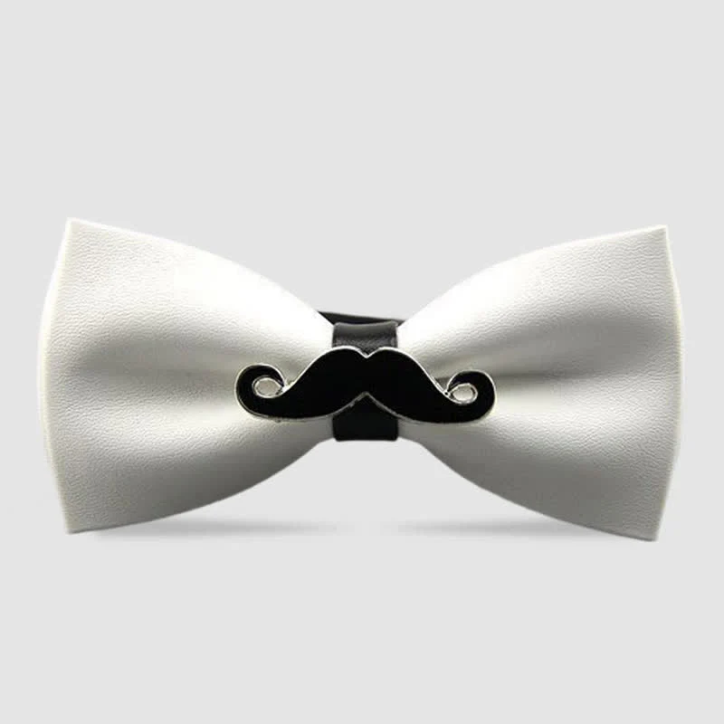 Men's Metal Mustache Leather Bow Tie - Image 13