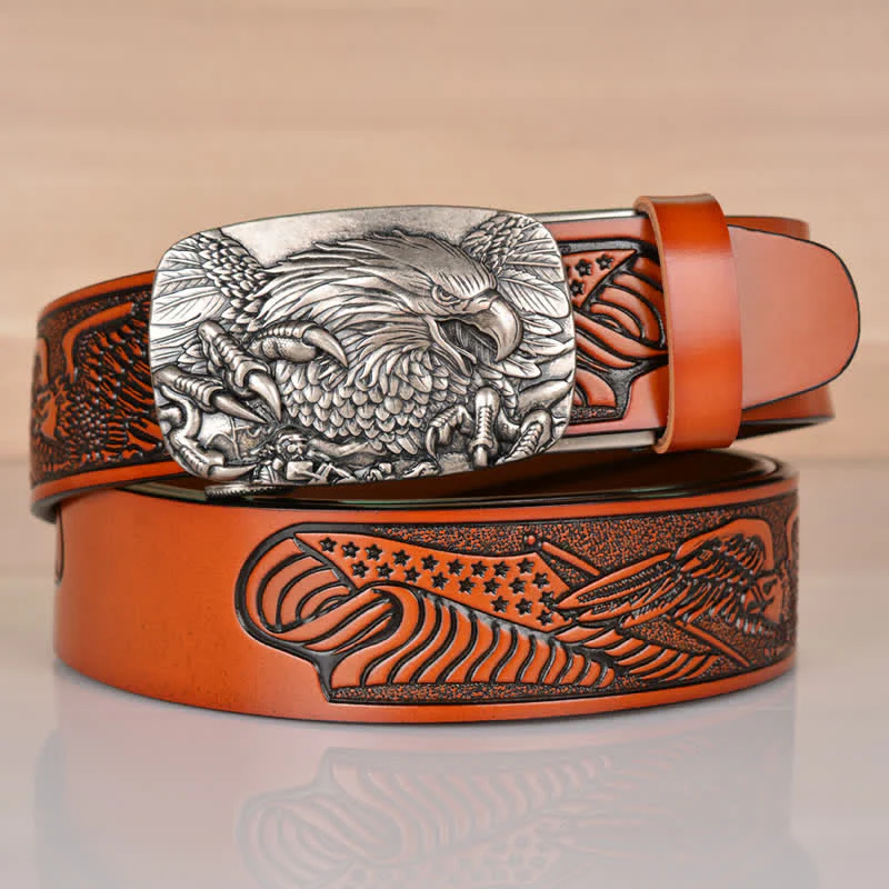 Men's Mighty Eagle Sharp Claw Automatic Buckle Leather Belt - Image 12