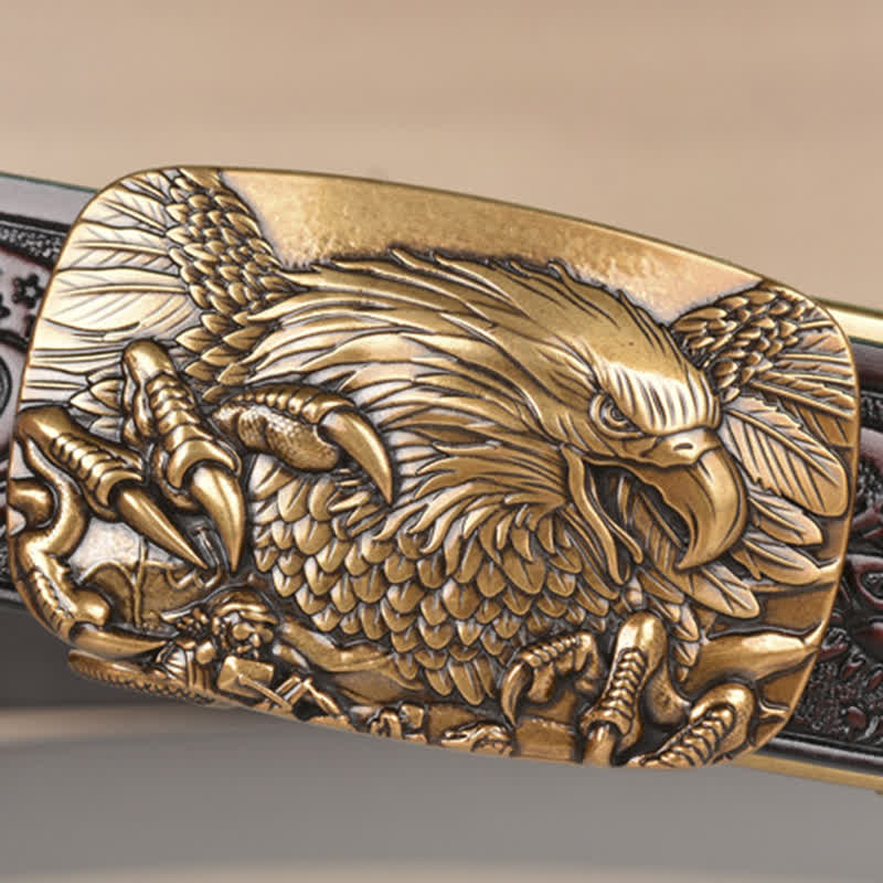 Men's Mighty Eagle Sharp Claw Automatic Buckle Leather Belt - Image 4