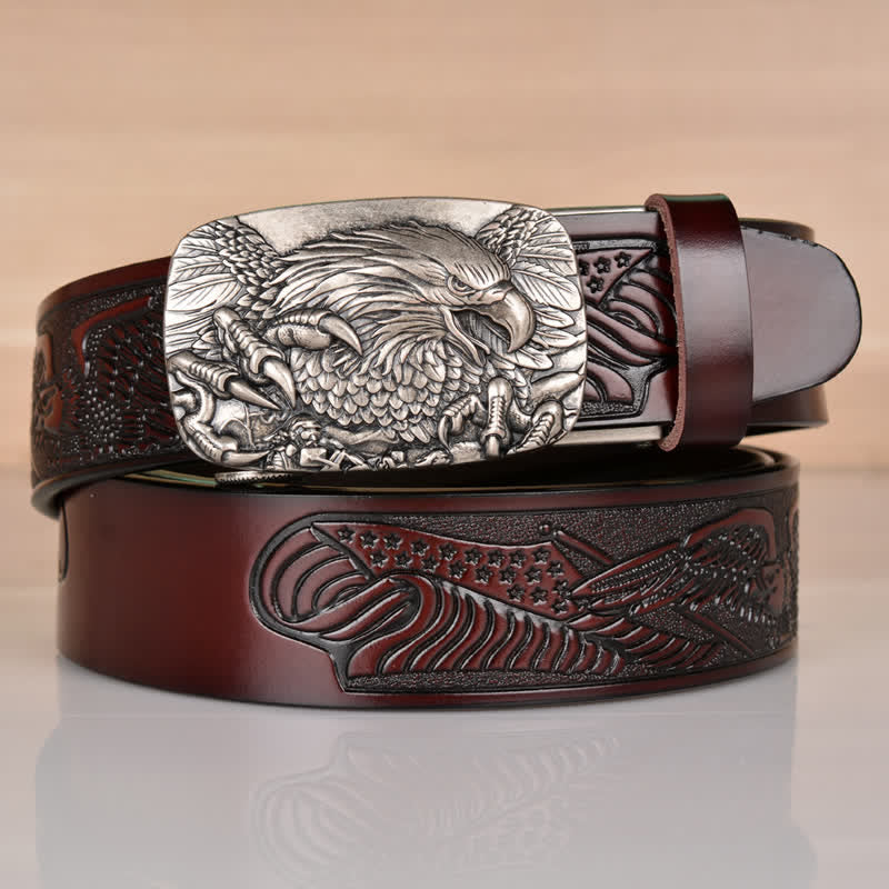 Men's Mighty Eagle Sharp Claw Automatic Buckle Leather Belt - Image 9
