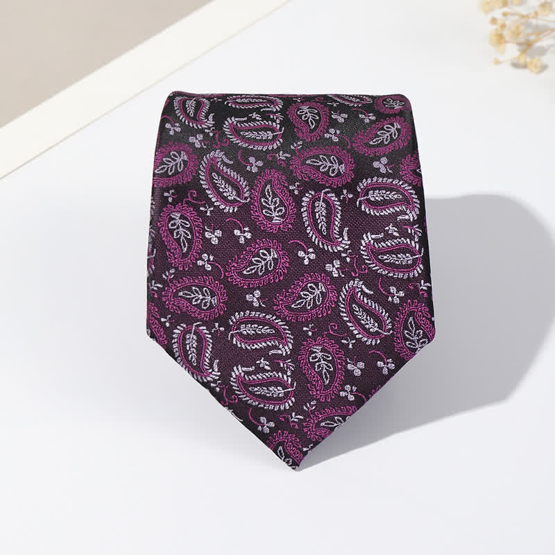 Men's Mix Cashew Black Background Jacquard Necktie - Image 13