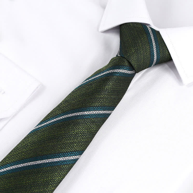 Men's Modern Textured Striped Necktie - Image 11
