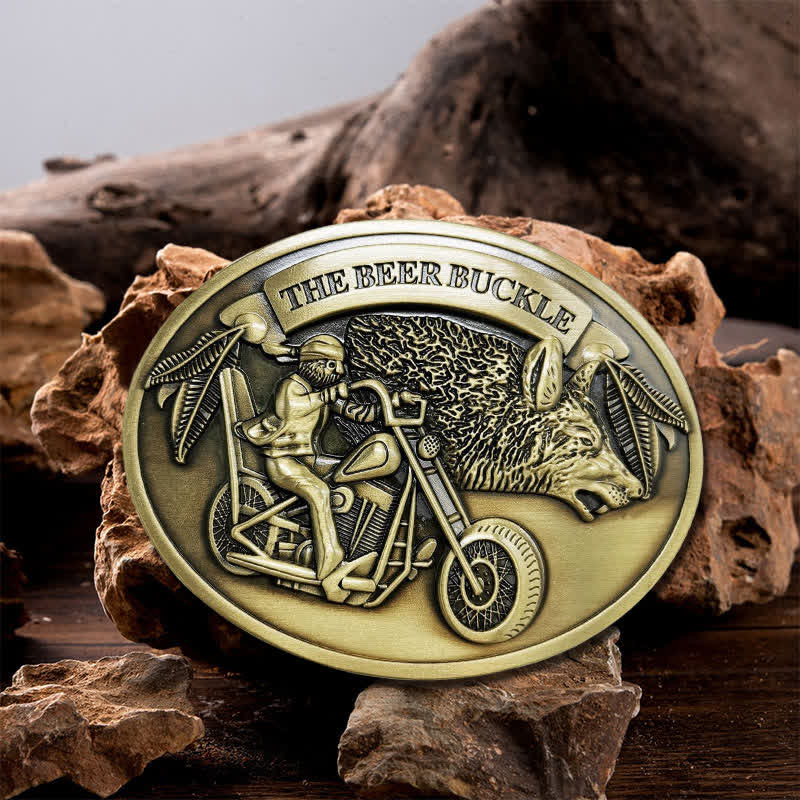Men's DIY Motorcycle Creative Beer Holder Buckle Leather Belt - Image 6