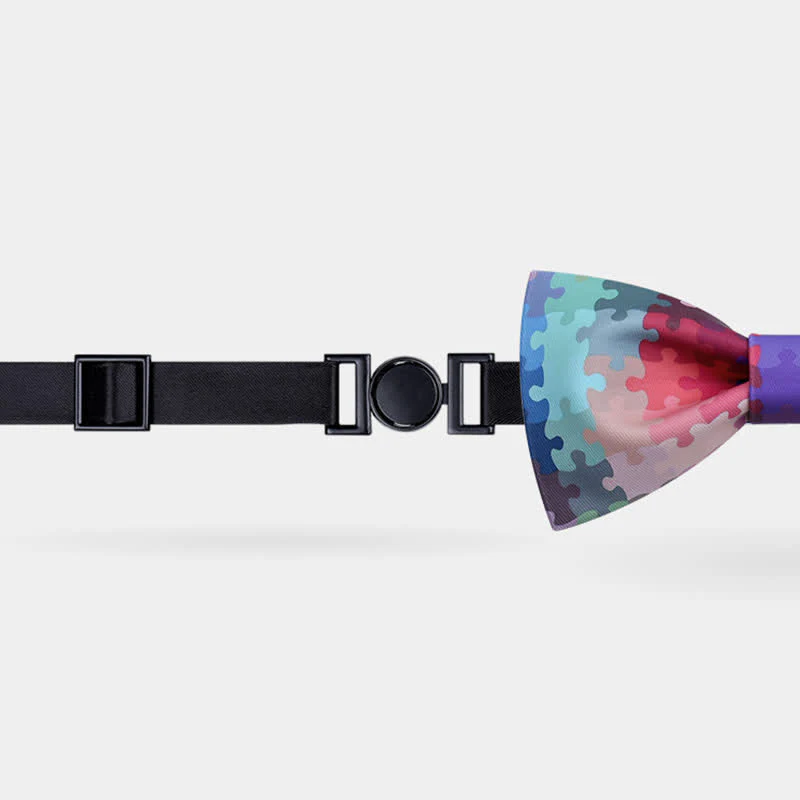 Men's Multicolor Block Puzzle Bow Tie - Image 5