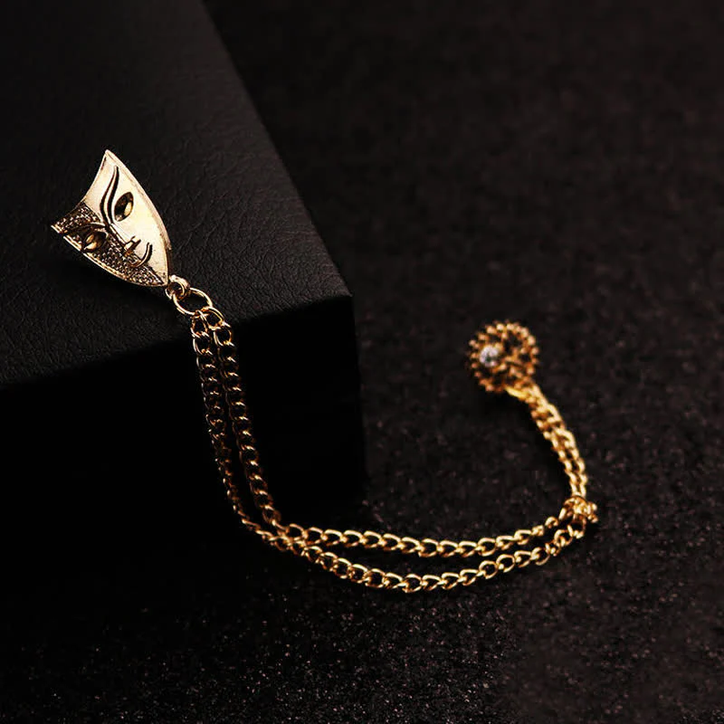 Men's Mysterious Mask Tassel Brooch - Image 2