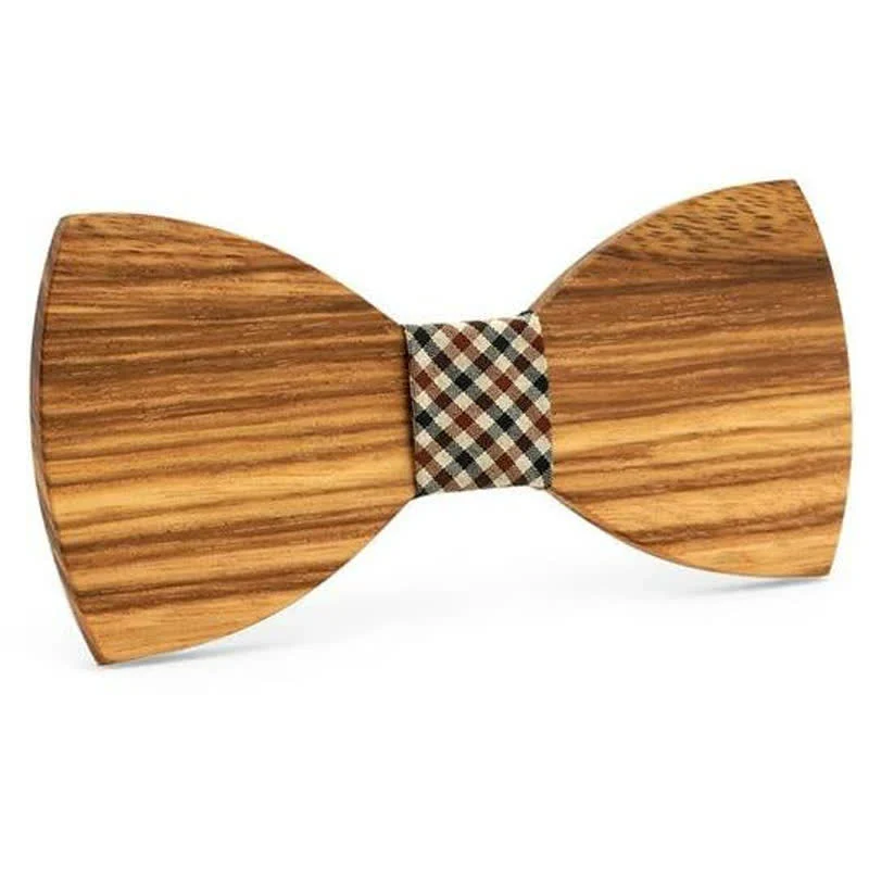 Men's Natural Wood Grain Wooden Bow Tie - Image 3