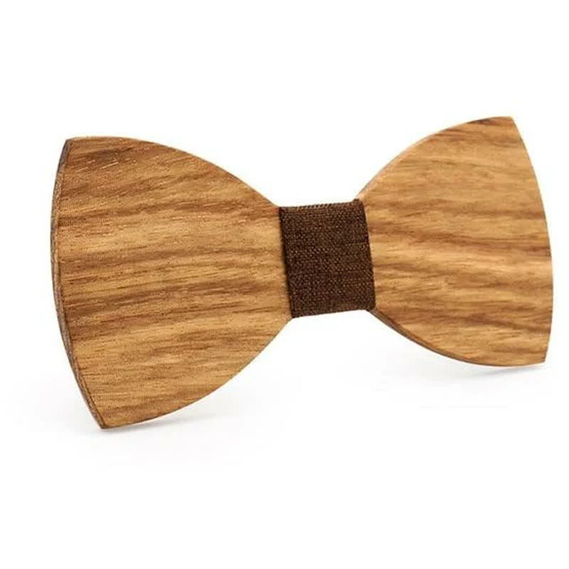 Men's Natural Wood Grain Wooden Bow Tie - Image 6