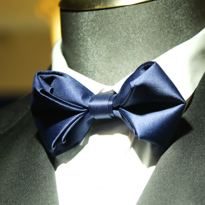 Men's Navy Blue Unique Shaped Wedding Bow Tie - Image 7