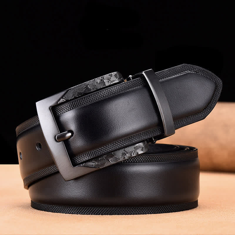 Men's Noble Black and Silver Buckle Leather Belt - Image 9