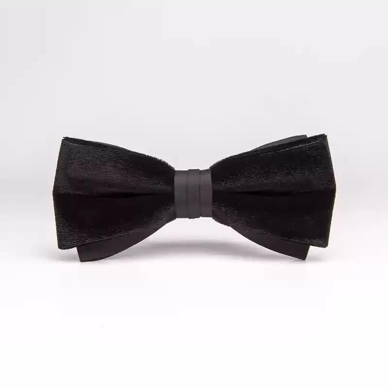 Men's Noble Black Velvet Double Layered Bow Tie - Image 7