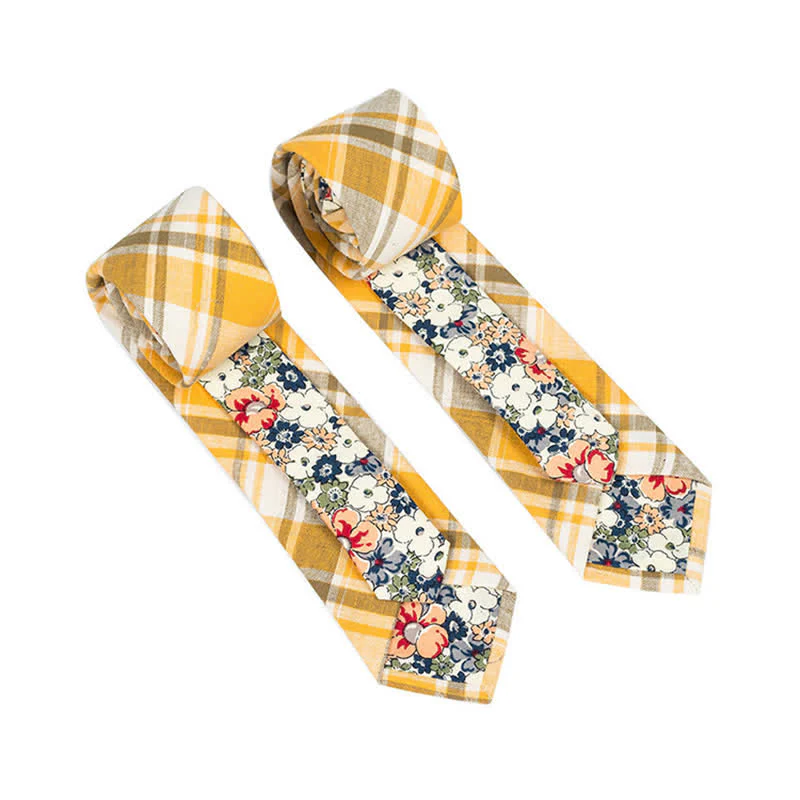 Men's Novel Plaid Floral Patchwork Necktie - Image 30