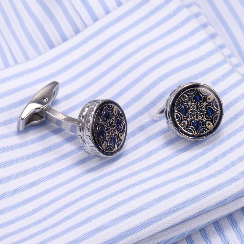 Men's Novelty Floral Pattern Round Cufflinks - Image 2