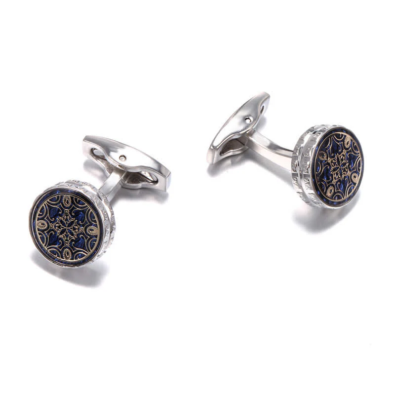 Men's Novelty Floral Pattern Round Cufflinks - Image 5