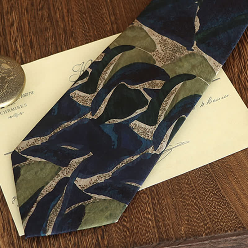 Men's Novelty Navy Green Personality Pattern Necktie - Image 3