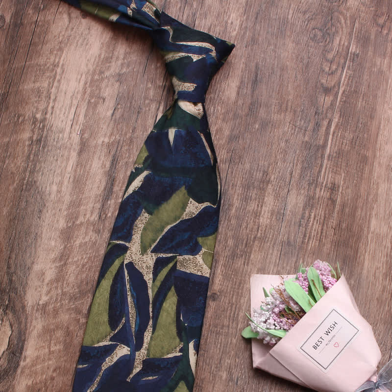 Men's Novelty Navy Green Personality Pattern Necktie - Image 4