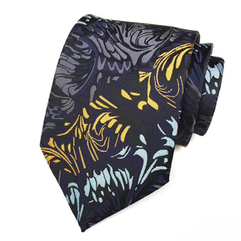 Men's Novelty Paisley Striped Flower Necktie - Image 2