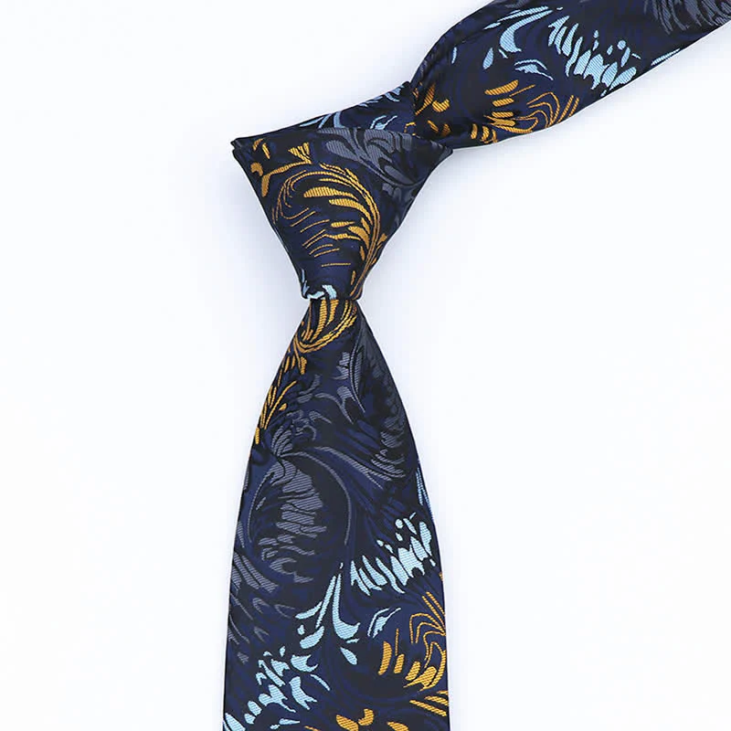 Men's Novelty Paisley Striped Flower Necktie - Image 3